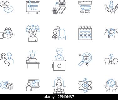 Traching and learning outline icons collection. Teaching, Learning, Education, Instruction, Curriculum, Assessment, Methodology vector and Stock Vector