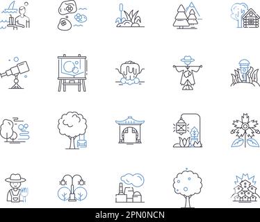 Smart garden outline icons collection. Smart, Garden, Automated, Intelligent, Connected, Planting, Watering vector and illustration concept set Stock Vector