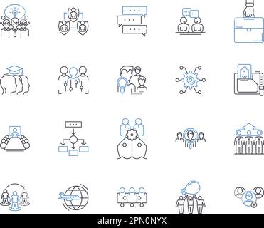 Committee Meeting line icons collection. Agenda, Quorum, Minutes ...