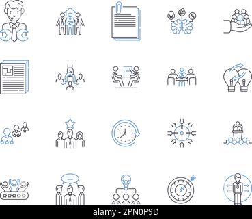 Management worshop outline icons collection. Management, Workshop, Training, School, Seminar, Course, Leadership vector and illustration concept set Stock Vector