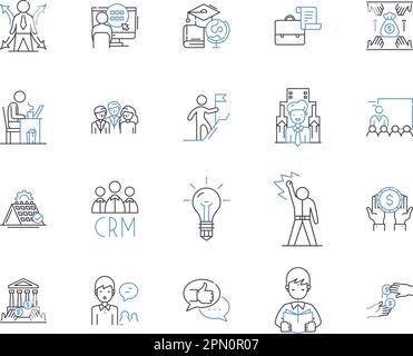 Employee productivity outline icons collection. Employee, productivity, efficiency, output, performance, advancement, promotion vector and Stock Vector