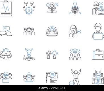 Employee effectiveness outline icons collection. Productivity ...