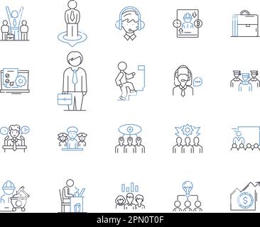 Employee learning line icons collection. Development, Training ...