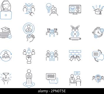Startup education outline icons collection. Entrepreneurship, Incubation, Venture, Funding, Mentorship, Marketing, Networking vector and illustration Stock Vector