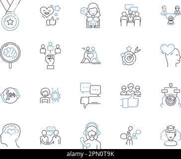 Startup education outline icons collection. Entrepreneurship, Incubation, Venture, Funding, Mentorship, Marketing, Networking vector and illustration Stock Vector