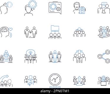 Team dynamics line icons collection. Collaboration, Communication ...