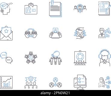 Business coworking outline icons collection. Co-working, Business, Office, Shared, Networking, Space, Collaboration vector and illustration concept Stock Vector