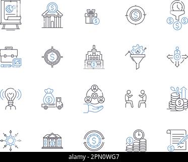 Online stores outline icons collection. e-commerce, shopping, stores, online, marketplace, retail, shop vector and illustration concept set. outlet Stock Vector