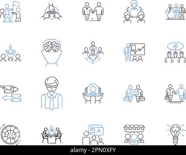 Management worshop outline icons collection. Management, Workshop, Training, School, Seminar, Course, Leadership vector and illustration concept set Stock Vector