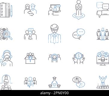 Gamification outline icons collection. Game, Play, Reward, Points, Quests, Leaderboard, Badge vector and illustration concept set. Achievement Stock Vector