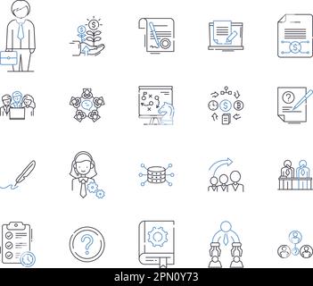 Stock trading outline icons collection. Trading, Stocks, Shares, Brokerage, Day-trading, Bull, Bear vector and illustration concept set. Investing Stock Vector