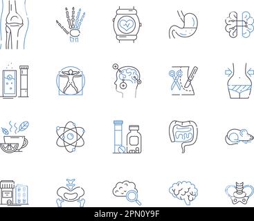 Therapy center outline icons collection. Therapy, Center, Mental, Counselling, Support, Clinic, Wellness vector and illustration concept set Stock Vector
