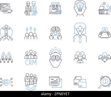 Department workmates outline icons collection. Colleagues, Coworkers, Teammates, Staff, Personnel, Associates, Peers vector and illustration concept Stock Vector