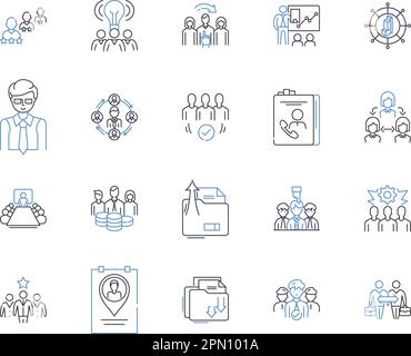 Task and authority line icons collection. Management, Delegation, Power ...
