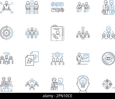 Management worshop outline icons collection. Management, Workshop, Training, School, Seminar, Course, Leadership vector and illustration concept set Stock Vector