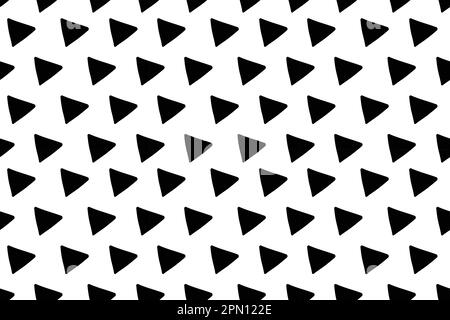 Memphis style triangle seamless pattern. Geometric fabric background. Which consist of black triangles on white background. Minimalistic avant-garde collage style. Stock Vector
