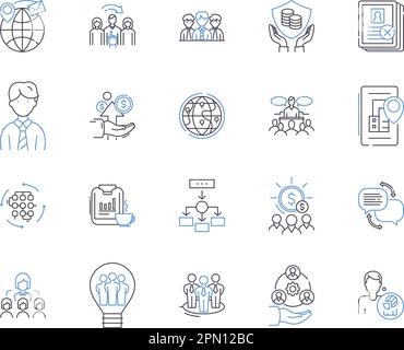 Business coworking outline icons collection. Co-working, Business, Office, Shared, Networking, Space, Collaboration vector and illustration concept Stock Vector