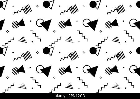 Memphis Pattern. Summer Fun Background. Back and White. Memphis Style Patterns. Abstract Colorful Fun Background. Hipster Style 80s-90s. Fun pattern. Vector illustration Stock Vector