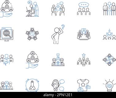 Company outline icons collection. Firm, Corporation, Conglomerate, Enterprise, Business, Organization, Entity vector and illustration concept set Stock Vector