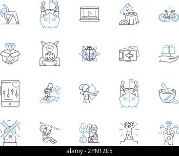 Leisure and wellness trips outline icons collection. Leisure, Wellness, Trips, Relaxation, Vacation, Health, Rejuvenation vector and illustration Stock Vector