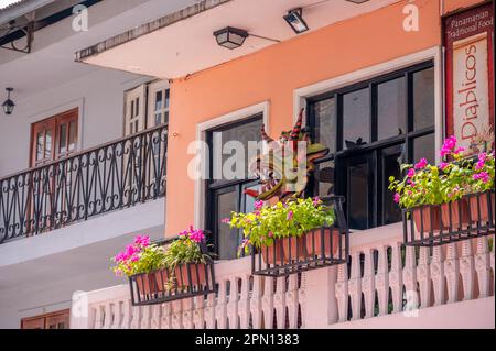 Panama City, Panama - April 1, 2023: Views of Panama City's amazing Old Quater. Stock Photo