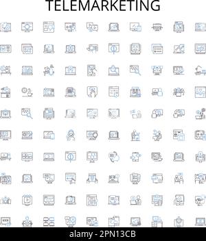 Telemarketing outline icons collection. Telemarketing, Sales, Calling ...
