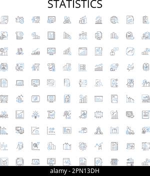 Statistics outline icons collection. statistics, analysis, data, probability, sampling, synthesis, mean vector illustration set. variable,regression Stock Vector