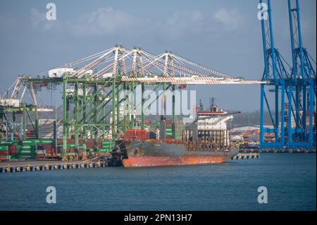 Colon, Panama - April 2, 2023: Views of a container port at Colon in ...