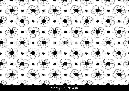 Irregular breakthrough based on many chrysanthemum. Fondness illustration. Realistic hand drawn pattern, doodled vector abstract flowers seamless repeat pattern with white background. Stock Vector