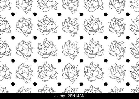 Seamless black and white background. Floral, ethnic, hand drawn elements for design. Good for coloring book for adults or design of wrapping and textile. Vector illustration Stock Vector