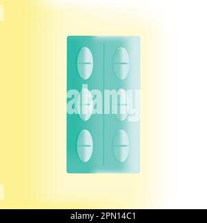 oval pill pack 3d graphic, flat illustration for pharmacy medical business marketing Stock Vector