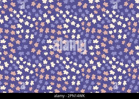 Cute flower pattern in a small flower. Seamless vector texture. Elegant template for fashionable prints. Print of small white flowers. Lilac background. Vector illustration Stock Vector