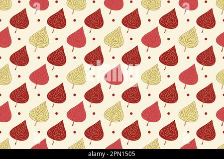 Seamless hand drawn pattern with the silhouettes of autumn leaves. Floral wallpaper pattern. Abstract autumn background. Vector illustration Stock Vector
