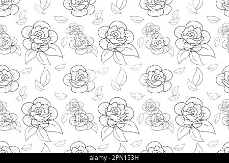 Simple beautiful hand-drawn rose. Vector seamless patterns. Endless texture can be used for printing onto fabric and paper or scrap booking. Valentines day background for invitation. Blooming flowers. Stock Vector
