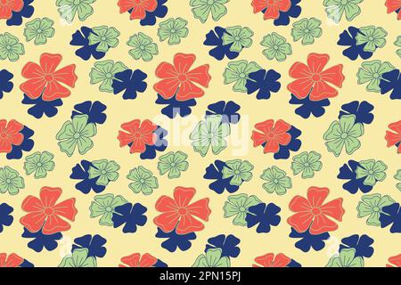 Vintage daisy flowers background. Seamless blooming flowers pattern. Daisy on abstract background. Colorful pattern with flowers. Vector illustration Stock Vector