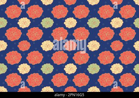 Seamless vintage style pattern with simple decorative flowers with leaves. Retro endless silhouette rose design. Great for fabric, textile. Vector illustration Stock Vector