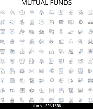 mutual funds outline icons collection. mutual, funds, investing, asset, classes, stock, bonds vector illustration set. ETF, finance, bonds linear Stock Vector