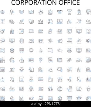 Headquarters line icons collection. Corporate, Central, Hub, Base, Main ...