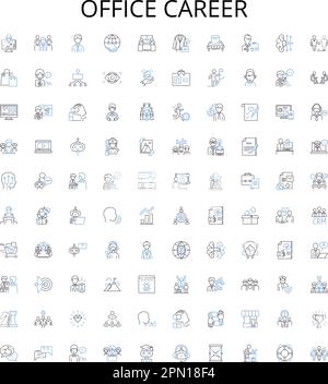 Office career outline icons collection. Office, Career, Administrative, Professional, Manager, Clerk, Executive vector illustration set. Secretary Stock Vector