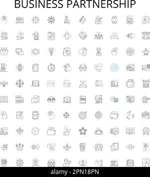 Consortium combine line icons collection. Collaboration, Alliance ...