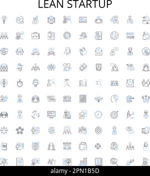 Lean startup outline icons collection. lean, startup, agile, methodology, business, iterative, product vector illustration set. development, holistic Stock Vector