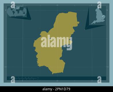 King's Lynn and West Norfolk, non metropolitan district of England - Great Britain. Solid color shape. Corner auxiliary location maps Stock Photo