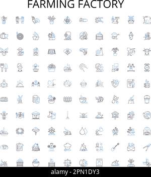 Farming factory outline icons collection. Farming, Factory, Agriculture ...