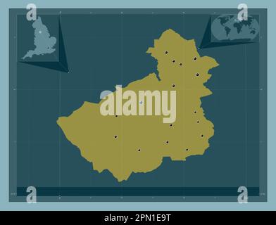 Kirklees, administrative county of England - Great Britain. Solid color shape. Locations of major cities of the region. Corner auxiliary location maps Stock Photo