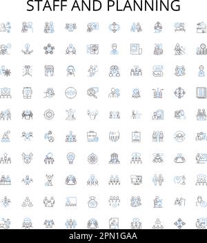 Staff scheduling line icons collection. Roster, Shifts, Timetable ...