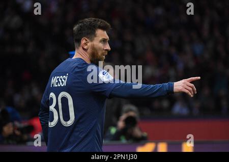 Paris, France. 15th Apr, 2023. Lionel Messi - PSG vs RC Lens Ligue 1 in Parc des Princes, Paris, France, on April 15, 2023. Photo by Lionel Urman/ABACAPRESS.COM Credit: Abaca Press/Alamy Live News Stock Photo