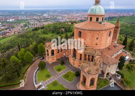 Aerial view of sanctuary of Madonna di San Luca in Bologna Stock Photo