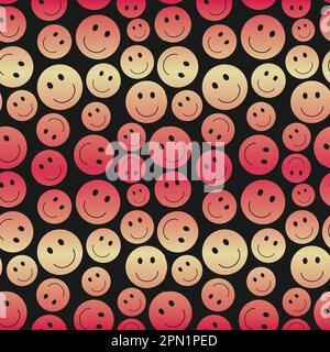 Red Yellow Gradient Smiley Emojis Wave Pattern Stock Vector