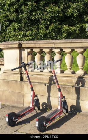 Voi rental scooters in Liverpool Stock Photo