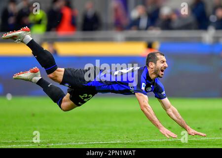 Milano, Italy. 15th Apr, 2023. Henrikh Mkhitaryan (22) of Inter seen in the Serie A match between Inter and Monza at Giuseppe Meazza in Milano. (Photo Credit: Gonzales Photo/Alamy Live News Stock Photo